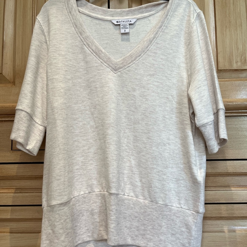 Athleta step forward short sleeve sweatshirt toasted brown new never worn S